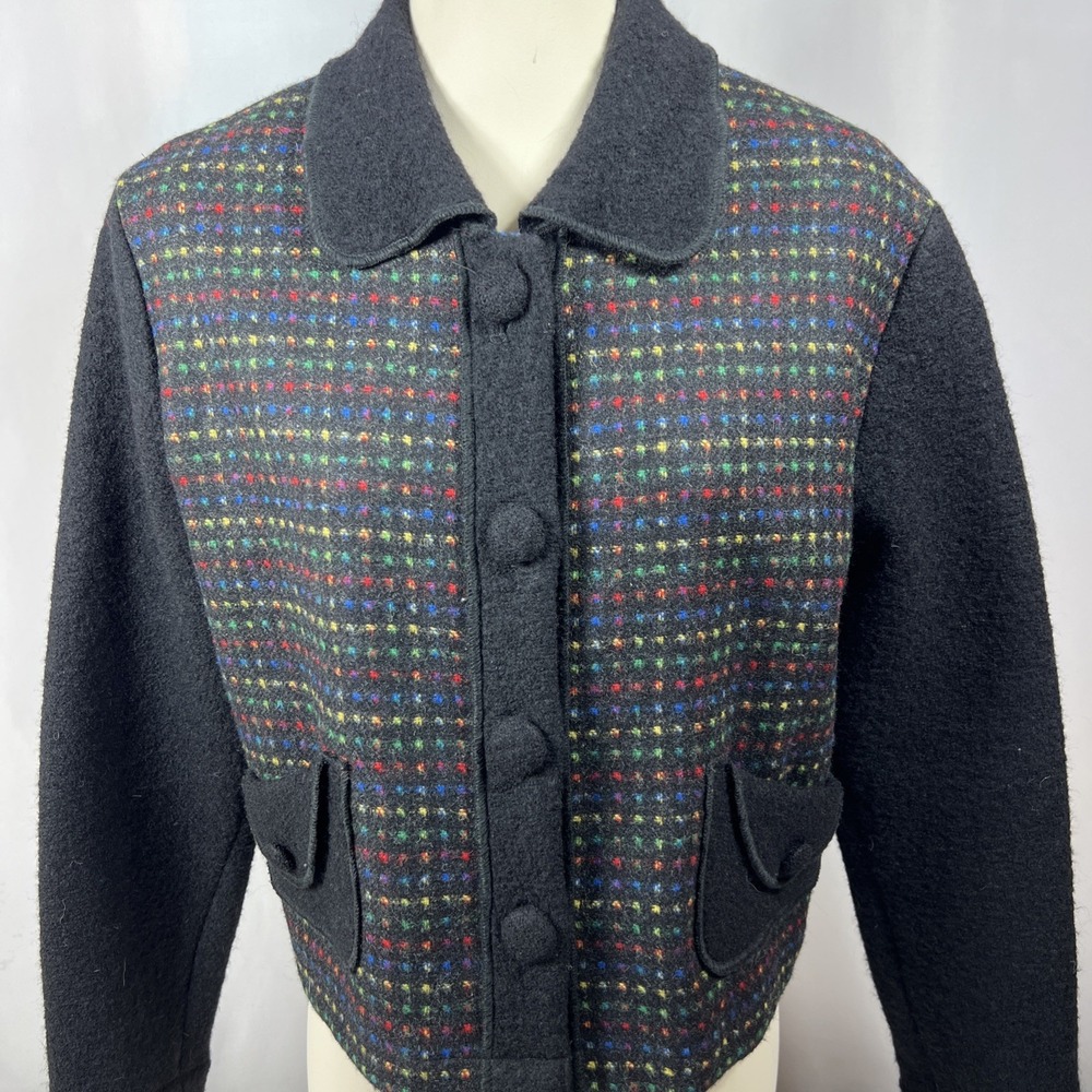 CanvasBacks Vintage Black 100%‎ Wool Cardigan Preppy Size Small